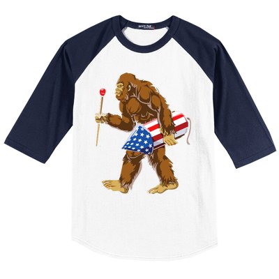 Bigfoot Fireworks 4th Of July Baseball Sleeve Shirt