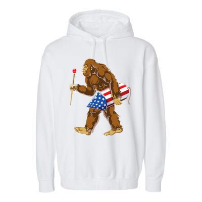 Bigfoot Fireworks 4th Of July Garment-Dyed Fleece Hoodie