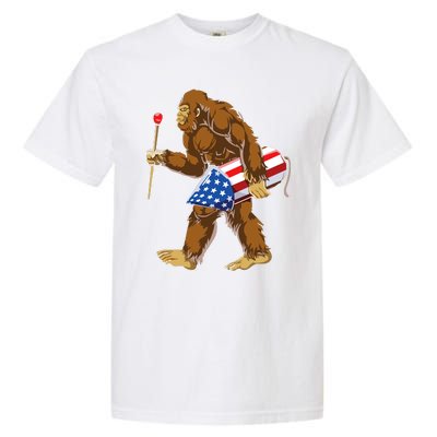 Bigfoot Fireworks 4th Of July Garment-Dyed Heavyweight T-Shirt