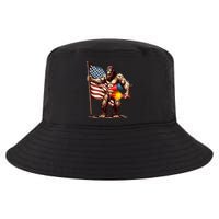 Bigfoot Fireworks 4th Of July Sasquatch American US Flag Cool Comfort Performance Bucket Hat