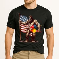 Bigfoot Fireworks 4th Of July Sasquatch American US Flag Cooling Performance Crew T-Shirt