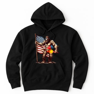 Bigfoot Fireworks 4th Of July Sasquatch American US Flag Hoodie