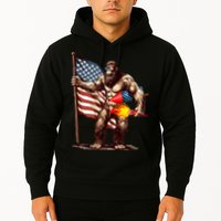 Bigfoot Fireworks 4th Of July Sasquatch American US Flag Hoodie