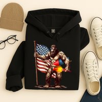 Bigfoot Fireworks 4th Of July Sasquatch American US Flag Hoodie
