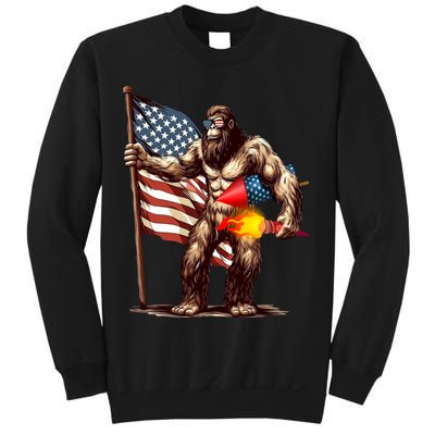 Bigfoot Fireworks 4th Of July Sasquatch American US Flag Sweatshirt