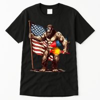 Bigfoot Fireworks 4th Of July Sasquatch American US Flag Tall T-Shirt