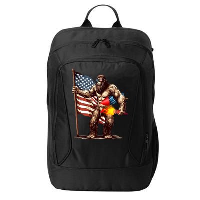 Bigfoot Fireworks 4th Of July Sasquatch American US Flag City Backpack