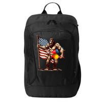 Bigfoot Fireworks 4th Of July Sasquatch American US Flag City Backpack