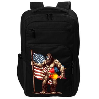 Bigfoot Fireworks 4th Of July Sasquatch American US Flag Impact Tech Backpack