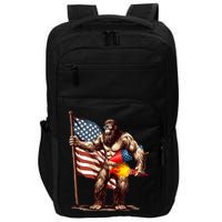 Bigfoot Fireworks 4th Of July Sasquatch American US Flag Impact Tech Backpack