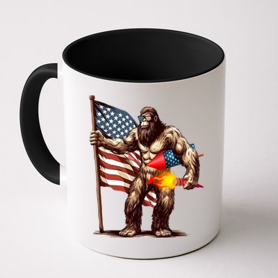 Bigfoot Fireworks 4th Of July Sasquatch American US Flag Mug
