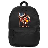 Bigfoot Fireworks 4th Of July Sasquatch American US Flag 16 in Basic Backpack