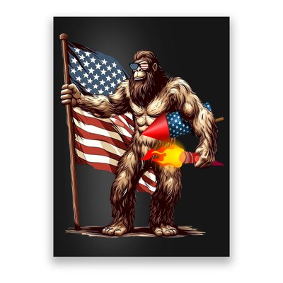 Bigfoot Fireworks 4th Of July Sasquatch American US Flag Poster