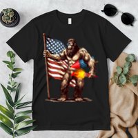 Bigfoot Fireworks 4th Of July Sasquatch American US Flag Premium T-Shirt