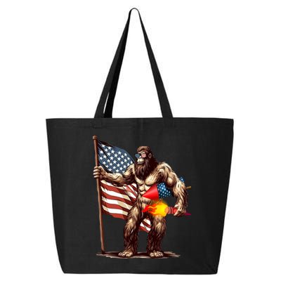 Bigfoot Fireworks 4th Of July Sasquatch American US Flag 25L Jumbo Tote