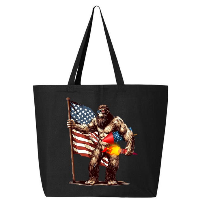 Bigfoot Fireworks 4th Of July Sasquatch American US Flag 25L Jumbo Tote