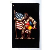 Bigfoot Fireworks 4th Of July Sasquatch American US Flag Golf Towel