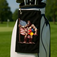 Bigfoot Fireworks 4th Of July Sasquatch American US Flag Golf Towel