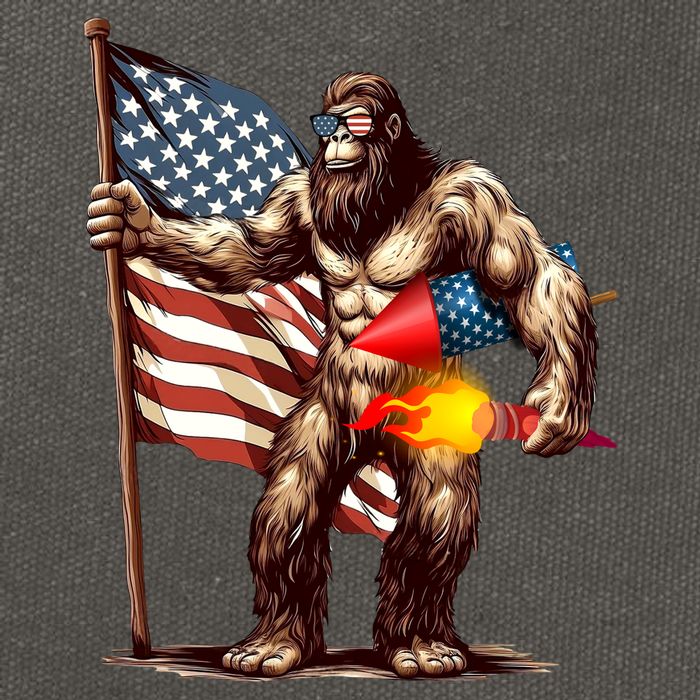 Bigfoot Fireworks 4th Of July Sasquatch American US Flag Cotton Canvas Backpack