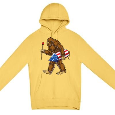 Bigfoot Fireworks 4th Of July Funny Boys Men Sasquatch Lover Premium Pullover Hoodie