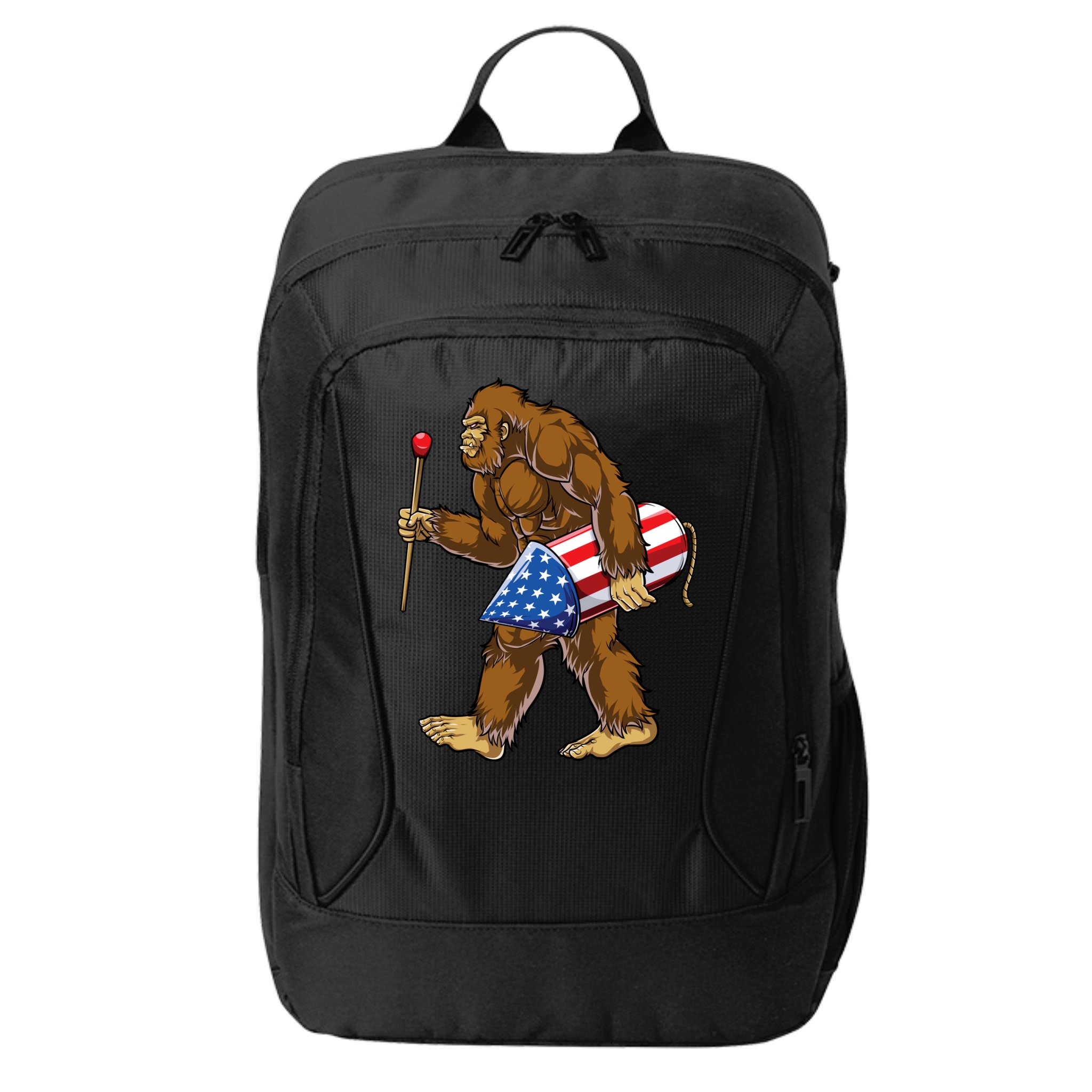 Bigfoot Fireworks 4th Of July Funny Boys Men Sasquatch Lover City Backpack