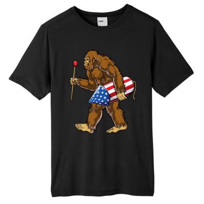 Bigfoot Fireworks 4th Of July Funny Boys Men Sasquatch Lover Tall Fusion ChromaSoft Performance T-Shirt