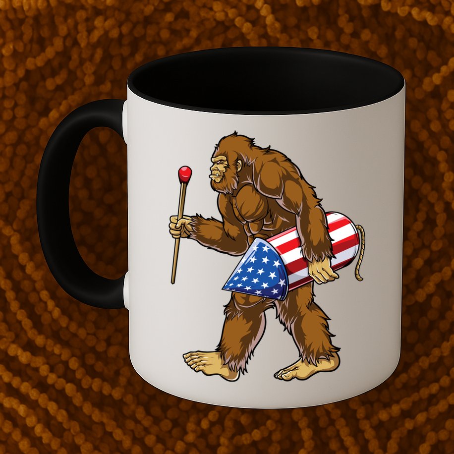 Bigfoot Fireworks 4th Of July Funny Boys Men Sasquatch Lover Mug