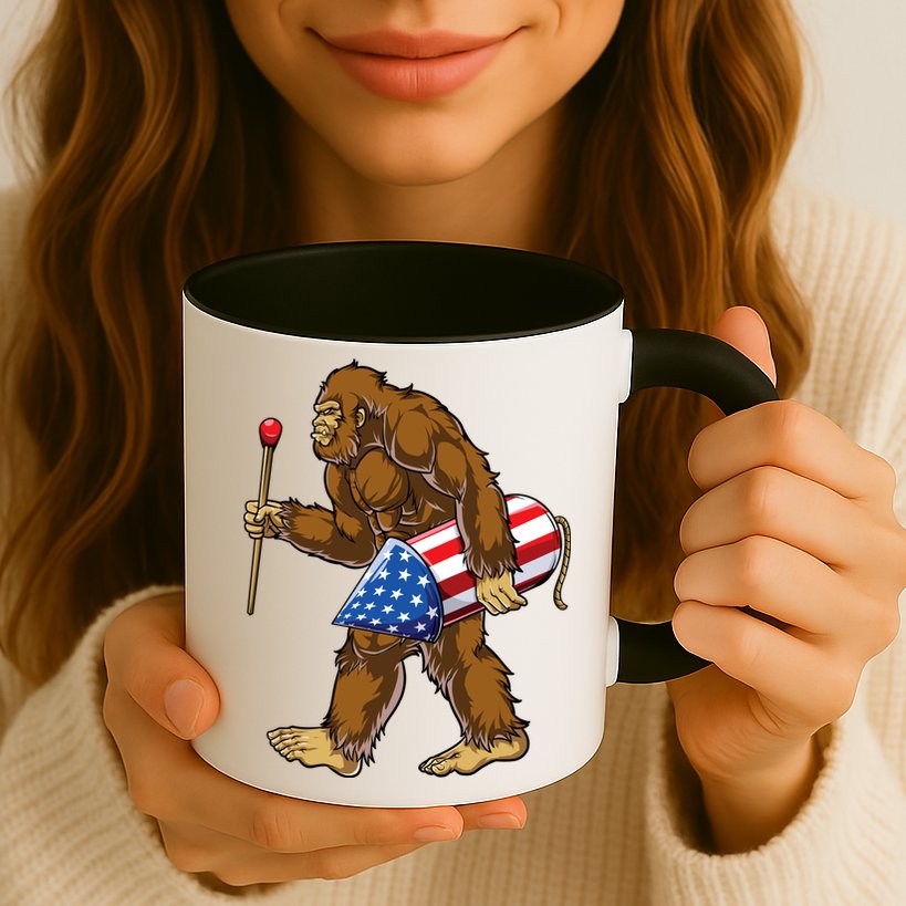 Bigfoot Fireworks 4th Of July Funny Boys Men Sasquatch Lover Mug