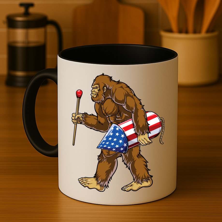Bigfoot Fireworks 4th Of July Funny Boys Men Sasquatch Lover Mug