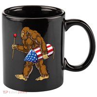 Bigfoot Fireworks 4th Of July Funny Boys Men Sasquatch Lover 11oz C Handle Ceramic Mug