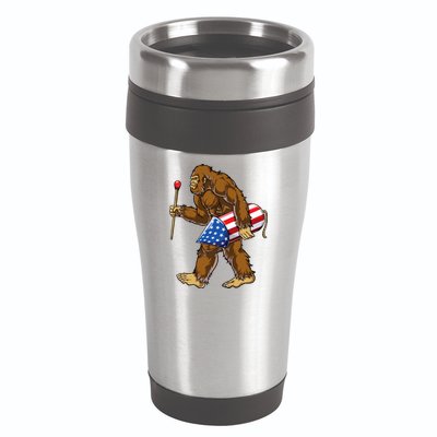 Bigfoot Fireworks 4th Of July Funny Boys Men Sasquatch Lover 16oz Travel Tumbler