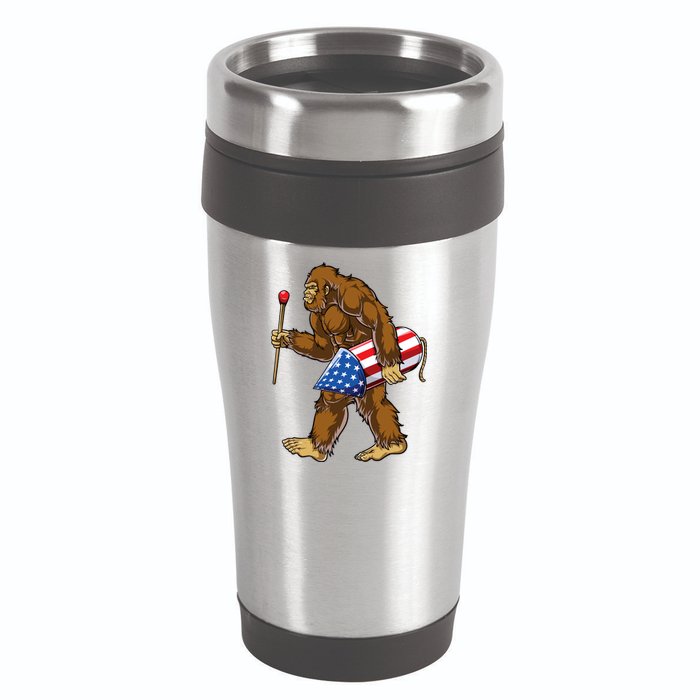 Bigfoot Fireworks 4th Of July Funny Boys Men Sasquatch Lover 16oz Travel Tumbler