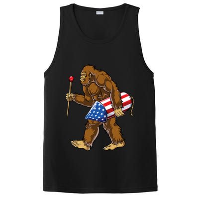 Bigfoot Fireworks 4th Of July Funny Boys Men Sasquatch Lover PosiCharge Competitor Tank