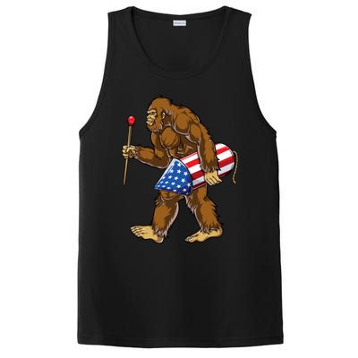 Bigfoot Fireworks 4th Of July Funny Boys Men Sasquatch Lover PosiCharge Competitor Tank