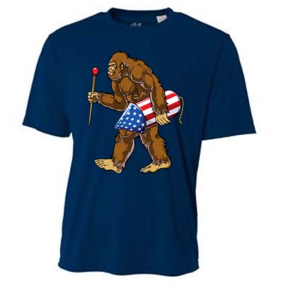 Bigfoot Fireworks 4th Of July Funny Boys Men Sasquatch Lover Cooling Performance Crew T-Shirt