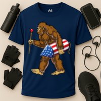 Bigfoot Fireworks 4th Of July Funny Boys Men Sasquatch Lover Performance Shirt