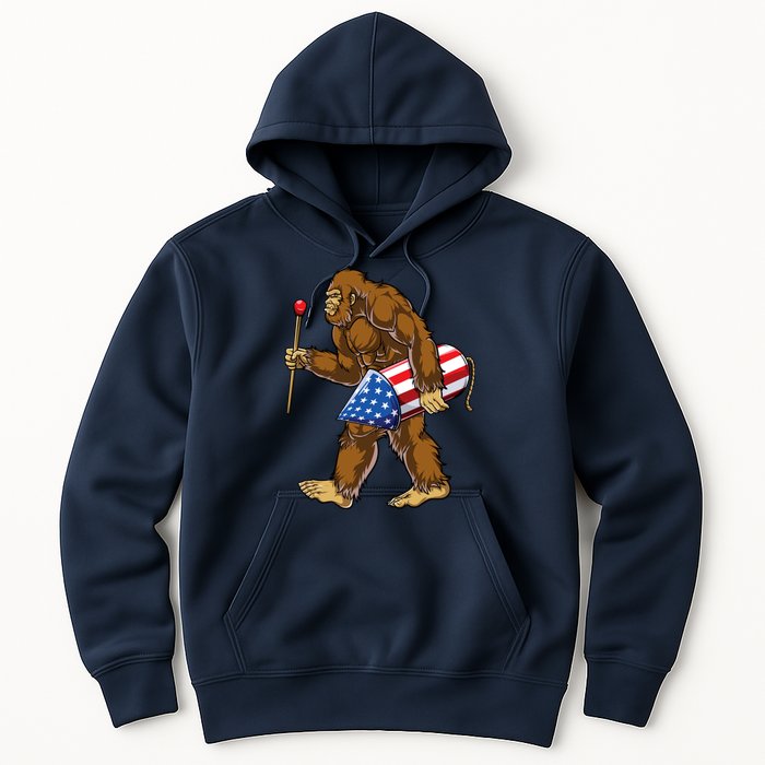 Bigfoot Fireworks 4th Of July Funny Boys Men Sasquatch Lover Hoodie
