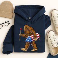 Bigfoot Fireworks 4th Of July Funny Boys Men Sasquatch Lover Hoodie