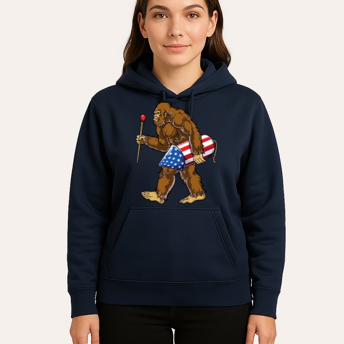 Bigfoot Fireworks 4th Of July Funny Boys Men Sasquatch Lover Hoodie