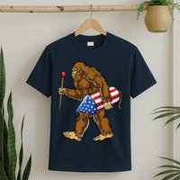 Bigfoot Fireworks 4th Of July Funny Boys Men Sasquatch Lover T-Shirt