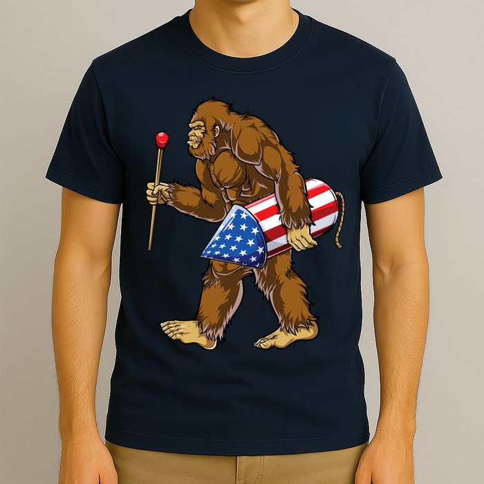 Bigfoot Fireworks 4th Of July Funny Boys Men Sasquatch Lover T-Shirt