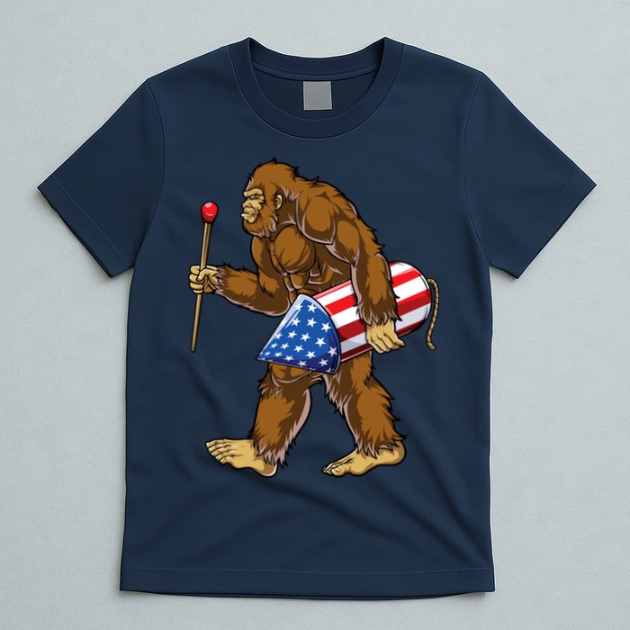 Bigfoot Fireworks 4th Of July Funny Boys Men Sasquatch Lover T-Shirt