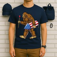 Bigfoot Fireworks 4th Of July Funny Boys Men Sasquatch Lover T-Shirt