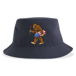 Bigfoot Fireworks 4th Of July Funny Boys Men Sasquatch Lover Sustainable Bucket Hat