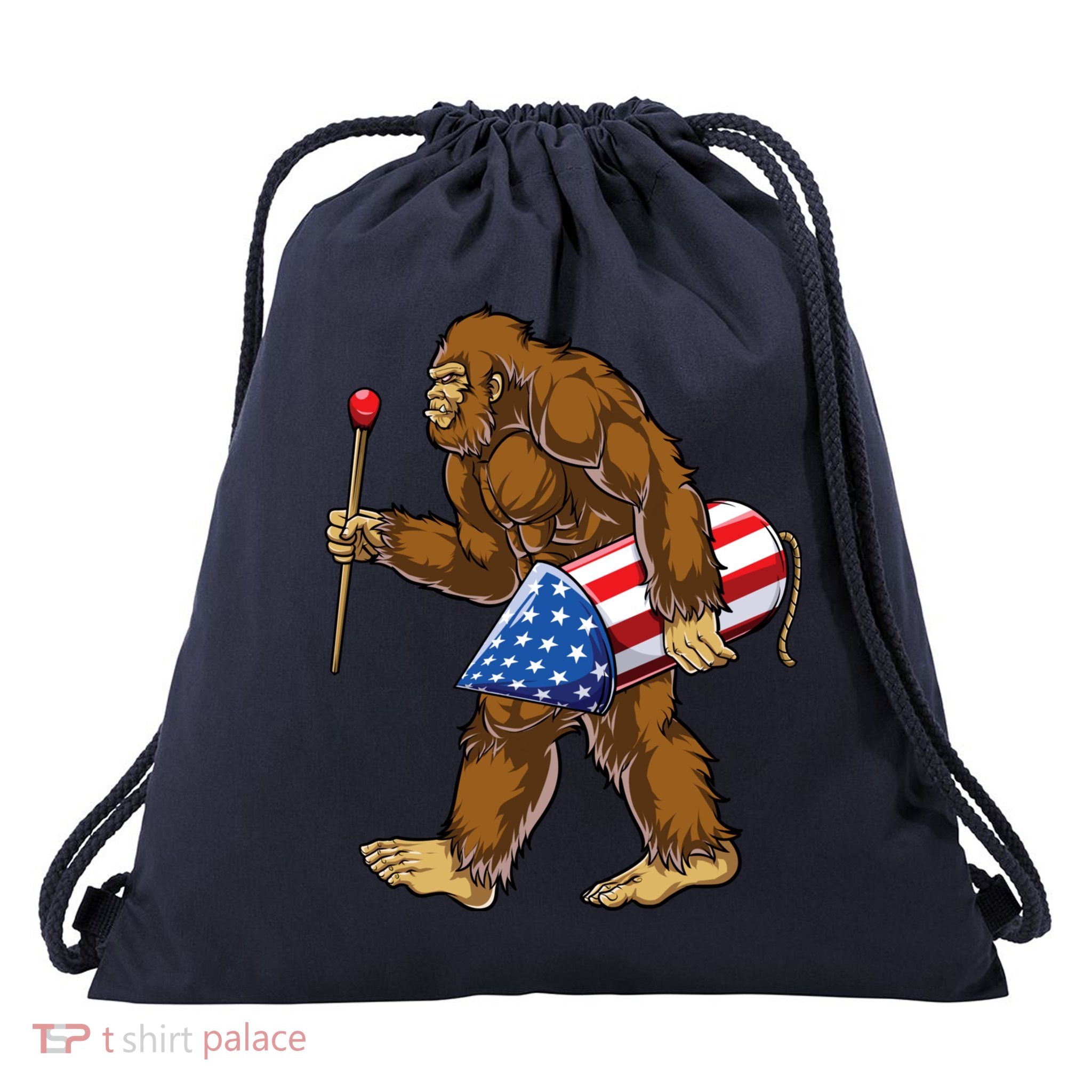 Bigfoot Fireworks 4th Of July Funny Boys Men Sasquatch Lover Drawstring Bag