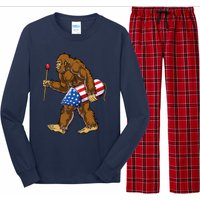 Bigfoot Fireworks 4th Of July Funny Boys Men Sasquatch Lover Long Sleeve Pajama Set