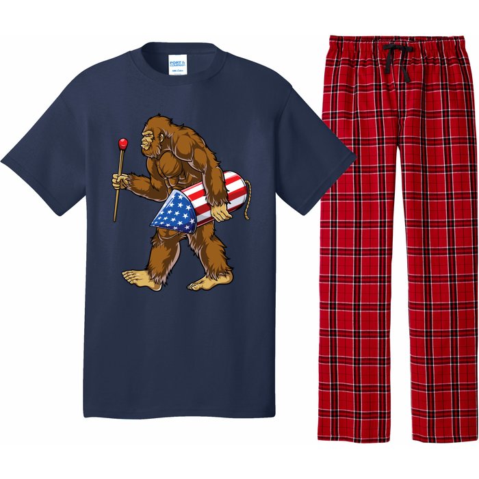 Bigfoot Fireworks 4th Of July Funny Boys Men Sasquatch Lover Pajama Set