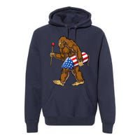 Bigfoot Fireworks 4th Of July Funny Boys Men Sasquatch Lover Premium Hoodie