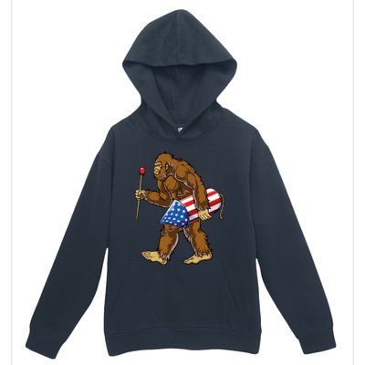 Bigfoot Fireworks 4th Of July Funny Boys Men Sasquatch Lover Urban Pullover Hoodie