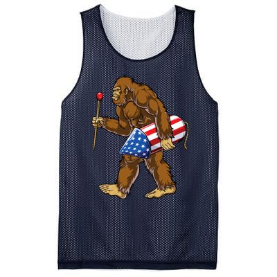 Bigfoot Fireworks 4th Of July Funny Boys Men Sasquatch Lover Mesh Reversible Basketball Jersey Tank